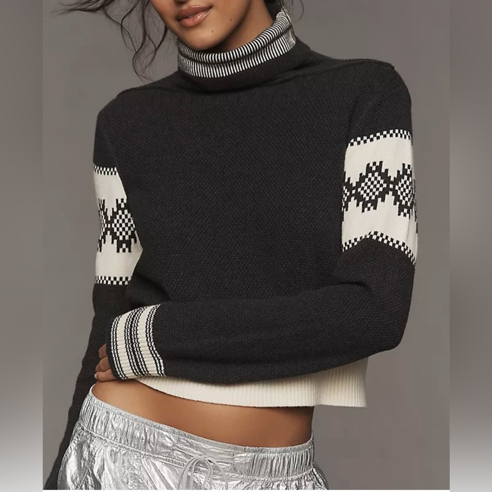 Maeve‎ Anthropologie Fitted Nordic-Inspired Turtleneck Sweater Cropped